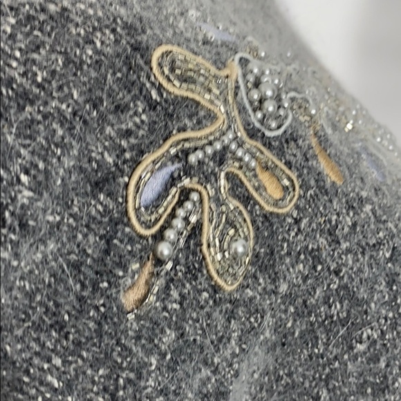 3/$20 Vintage Santoria Silk Angora Hair Beaded Sweater Grandma Medium Lambswool - Picture 4 of 14